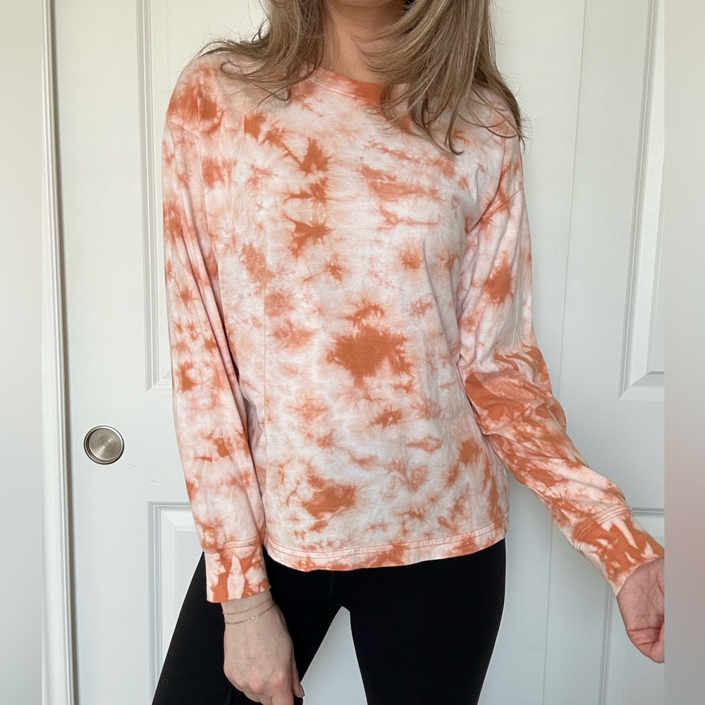Orange and Peach Tie Dye Long Sleeve Tee
